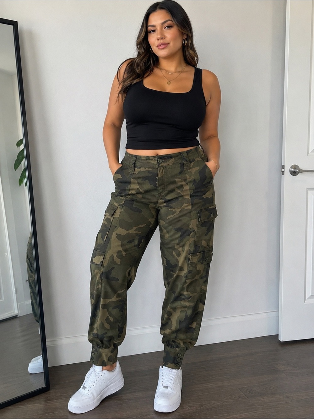 Swank A Posh Women’s 1X Camo Cargo Pants Military Utility Multi Pocket Jogger